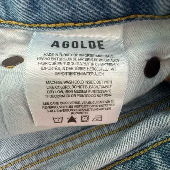 AGOLDE Parker Jean High Rise Straight Crop Button Fly Raw Hem Women’s 25 - Picture 9 of 10